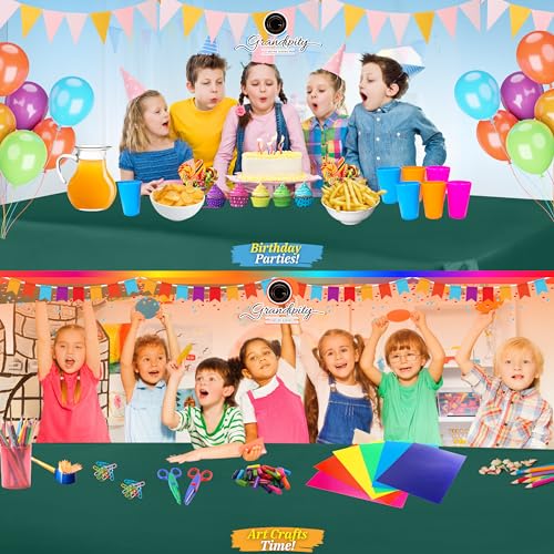 Image of Grandipity 24 Pack Premium Disposable Plastic Tablecloth 54 Inch. x 108 Inch. Decorative Rectangle Table Cover - Dark Green
