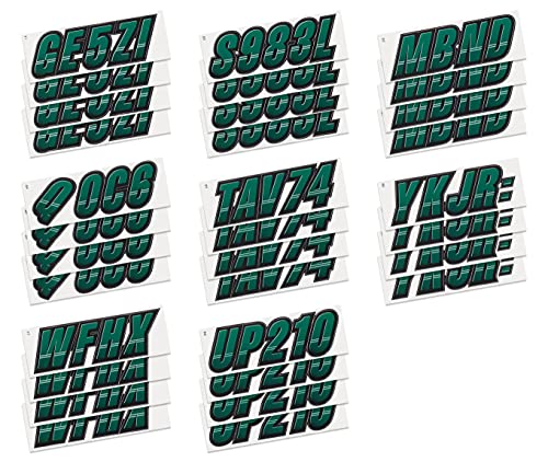 Image of STIFFIE Techtron Racing Green /Black 3 inch Boat & PWC Registration Decals • Numbers Letters Stickers