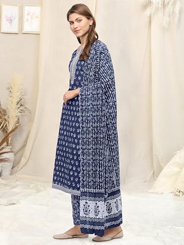 Image of MIRCHI FASHION Pure Cotton Straight Kurta Set with Dupatta | 3 Piece Ethnic Kurta Pant Set Office Wear Salwar Kurta Set for Women