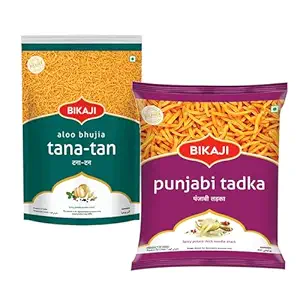 Tana Tan (Aloo Bhujia) 1000g and Punjabi Tadka 200g Combo of 1200g (42.33Oz) – Authentic Indian Snacks Family Pack | Crunchy Namkeen, Party Mix, Bar Snacks & Tea-Time Treats