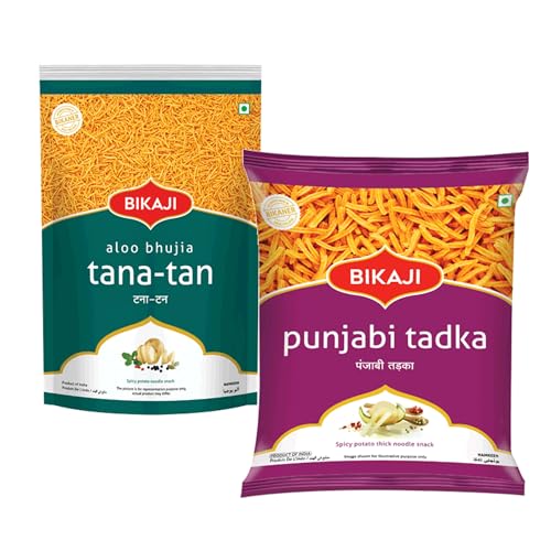 Tana Tan (Aloo Bhujia) 1000g and Punjabi Tadka 200g Combo of 1200g (42.33Oz) – Authentic Indian Snacks Family Pack | Crunchy Namkeen, Party Mix, Bar Snacks & Tea-Time Treats