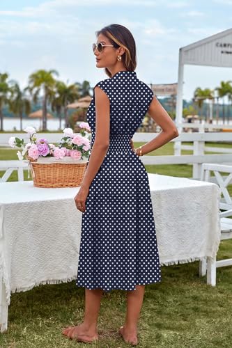 Image of GRACE KARIN Womens Summer Casual Dress, Business Office Work Dresses, Cap Sleeve Zipper Front Flowy Midi Dress with Pockets