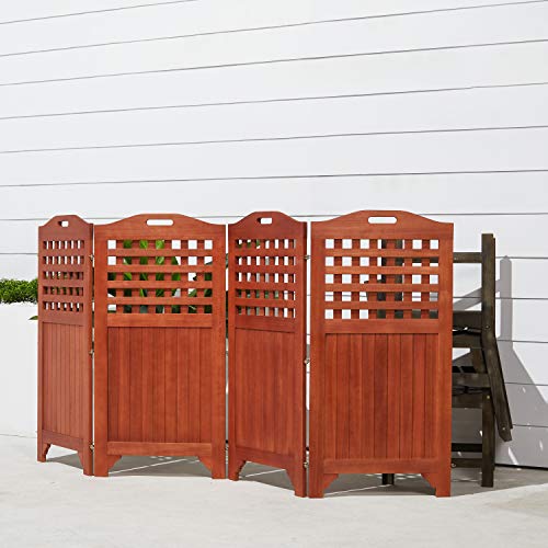 VIFAH V163 Malibu Outdoor Wood Privacy Screen with 4 Panels - 46"