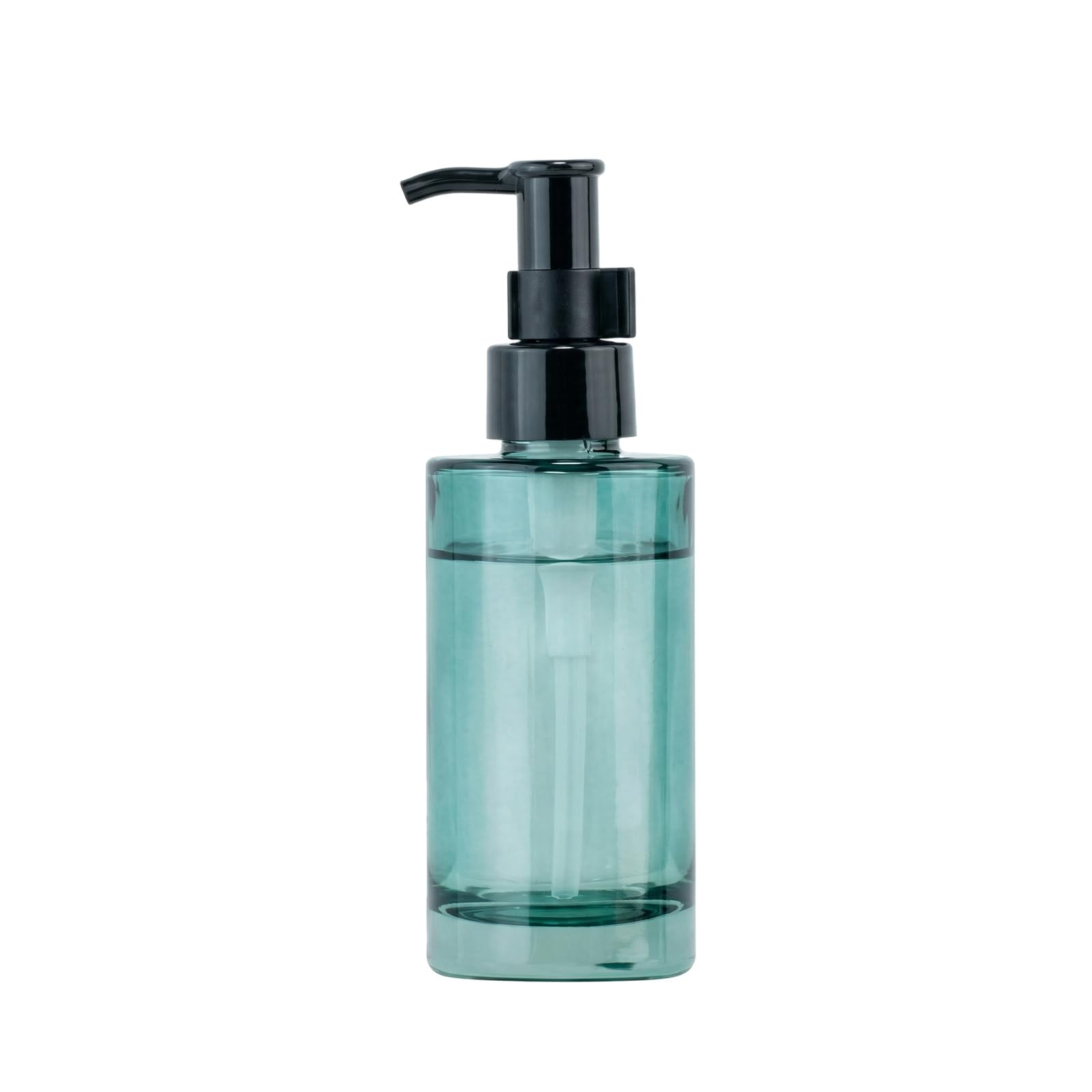 100ml/3.4oz empty glass pump bottles refillable bottle with black pump head cosmetic cream lotion dispenser for essential oil emulsion essence portable travel bottle(blue)