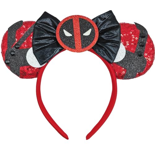 ZHENNAN Mouse Ears Headbands for Women, Glitter Bows Ears Headbands for Men, Costume Cartoon Themed Events Birthday Party Decorations Hair Accessoires