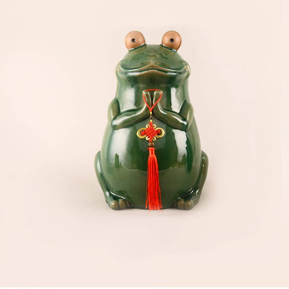 Zen Feng Shui figurka żaby w pozycji medytacyjnej, modlące się bogactwo żaba budda rzeźba na szczęście ozdoba bajkowy ogród J 27 x 25 x 38 cm (11 x 10 x 15 cali) prezent