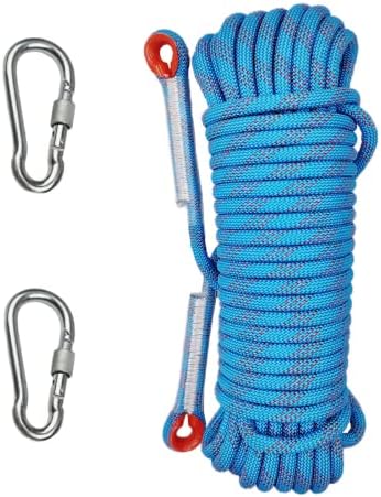 YOMEGO 10mm Static Rope Heavy Duty Rock Climbing Rope UIAA Certified Escape Utility Cord for Rappelling,Mountaineering, Caving, Indoor Outdoor Camping in 10M(32ft) 20M(64ft) 30M (96ft)