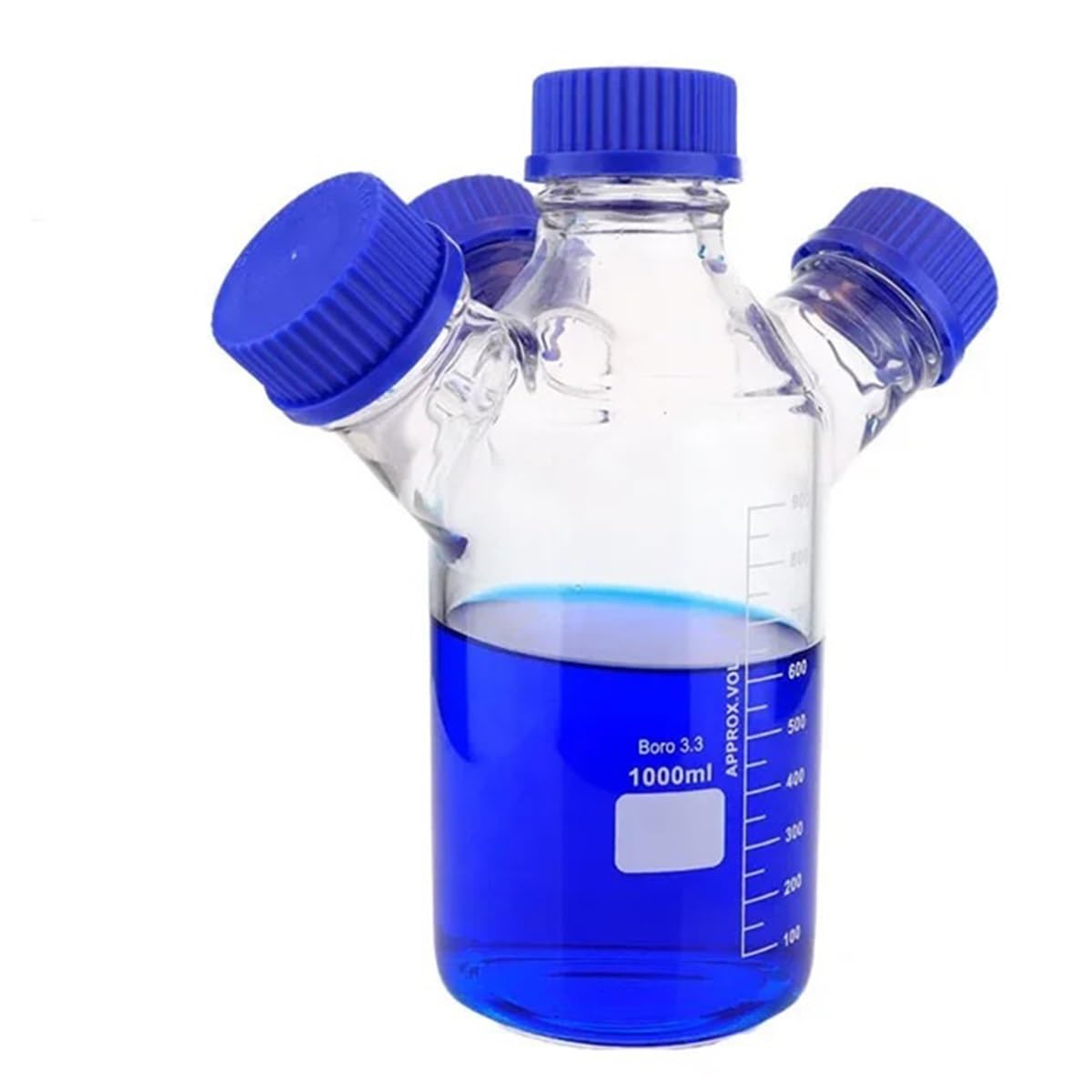 Verrerie et matériel de laboratoire Flacons de phase mobile à deux, trois ou quatre cols, à bouchon à vis, de 250 ml à 2000 ml, flacons de phase mobile de laboratoire(Four-necked250ml)