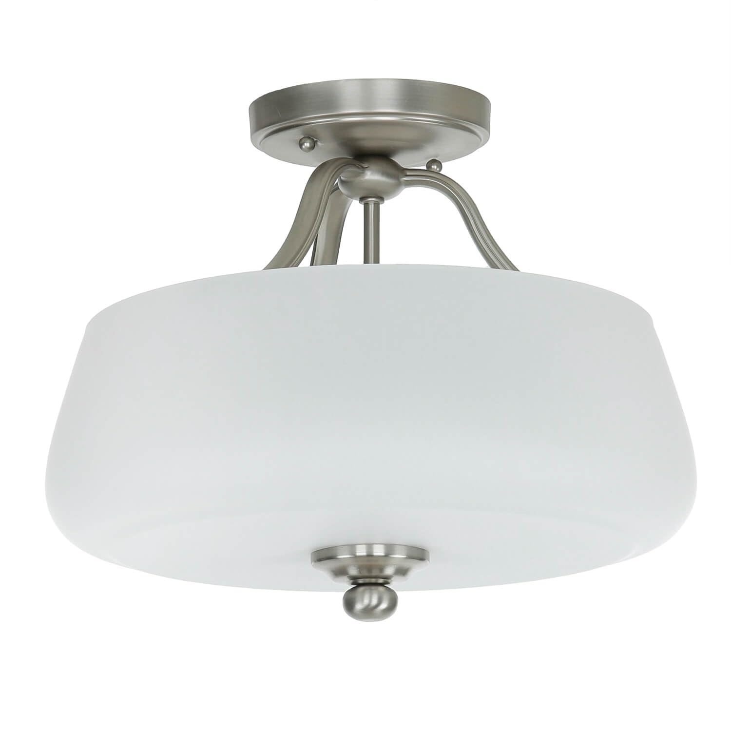 Licht-Erlebnisse Deckenlampe E27 Weiß Nickel Ø37cm Glas Metall Jugendstil Deckenleuchte Wohnzimmer Esszimmer