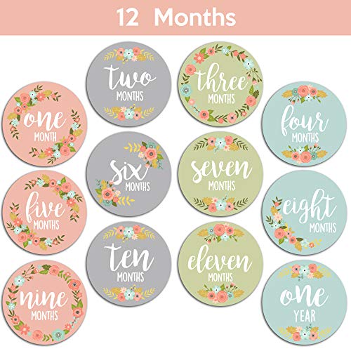 Baby Monthly Stickers | Floral Baby Milestone Stickers | Newborn Girl Stickers | Month Stickers For Baby Girl | Baby Girl Stickers | Newborn Monthly Milestone Stickers (Set Of 24) #TOP7