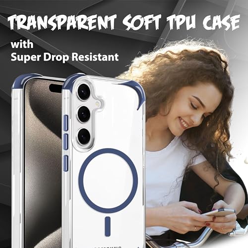 Image of V-TAN Ultra-Hybrid Crystal Clear Back Cover for Samsung Galaxy S24 FE | TPU | Transparent Wireless Charging Case Cover with Mag Case Compatible | Slim Fit Shockproof Drop Protection Design | (Blue)
