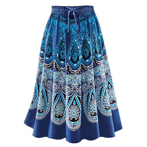 Collections Etc Medallion Border Print Circle & Elastic Waistband Skirt2