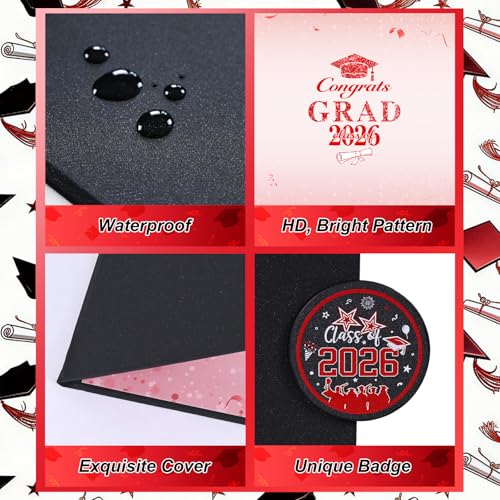 Image of Graduation Decorations 2026 Red Black Graduation Guest Book to Sign Class Of 2026 Signature Guestbook Alternative Party Gifts Keepsake Congrats Grad Invitations Memory Card Board College High School