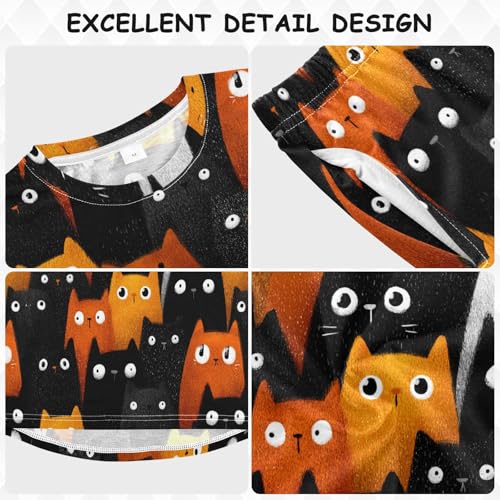 Cute Cats in Soft Pajama Set for All Seasons,Breathable Pjs Long Sleeve Sleepwear,Comfy Loungewear 2 Piece Underwear Set 3T3