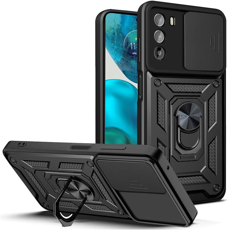 SmartLike Robot Ring Thunder Case, Shockproof Hybrid Kickstand Back Case Defender Cover for Motorola Moto G52 / G82 5G - Black (Sliding Camera Window) (B0CLS7KQB1) Amazon Price History, Amazon Price Tracker
