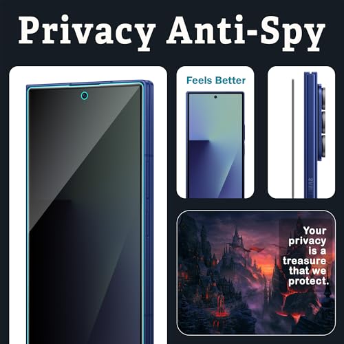 Image of ArmourPro Privacy Tempered Glass for Samsung Galaxy Z Fold 7, Anti Spy Anti Peeping Screen Protector, Edge-to-Edge Full Coverage, 9H Hardness with Cable Protector | Black