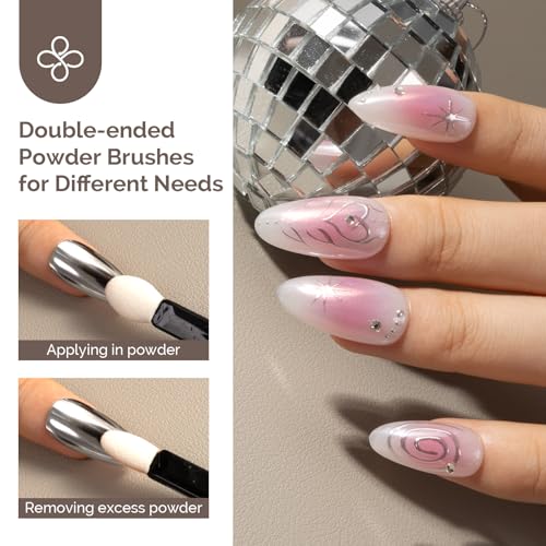 Image of MelodySusie Sliver Chrome Nail Powder for Gel Nails,Metallic Mirror Effect Pigment Stylish and Technological Silver Fine Glitter for Home DIY Salon Use