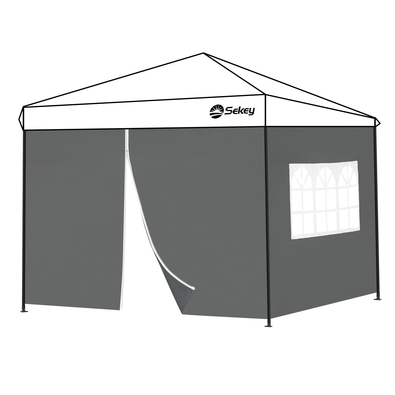 Sekey 2PCS Seitenwände für Pavillon 3x3 Wasserdicht Winterfest, Seitenwände für Pavillon Partyzelt Gartenzelt 3x3m, 1 Fenster 1 Tür, ⟮Grau, 1 Fenster 1 Tür⟯