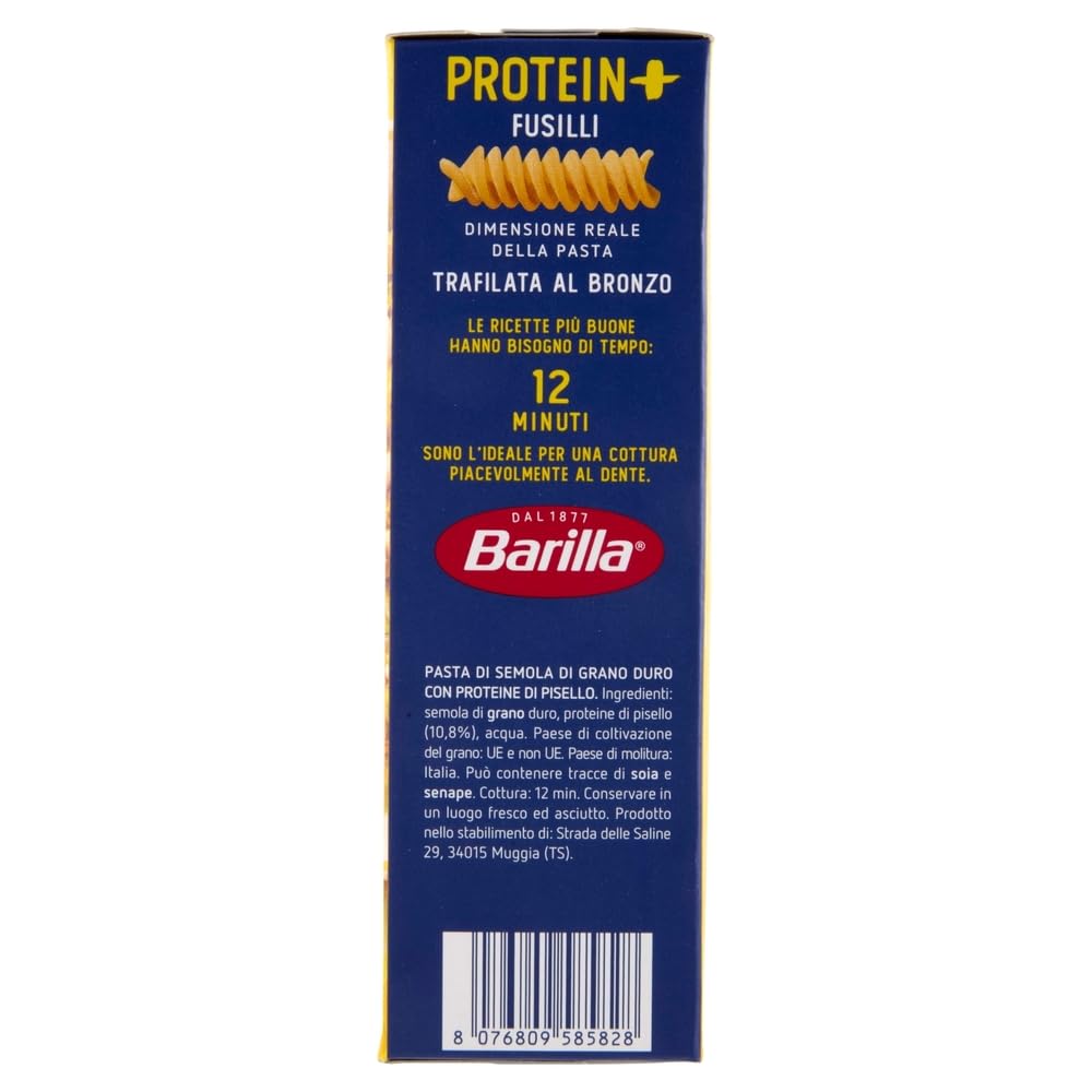 Barilla Protein+ Pasta Fusilli– 28×400g / mit 20 g Protein/100g, pflanzlich, bronzegeschnitten, al dente Genuss + Beni Culinari Kostenloser Schlüsselanhänger