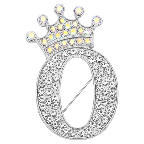 Image of PATIKIL Letter Brooch Pins, Crown Initial Rhinestone Alphabet Letter Lapel Badges Pin for Women Suits