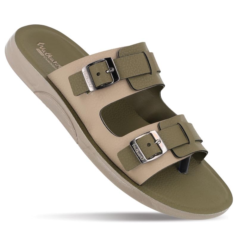 Image of WALKAROO Men's Slip-On Sandals|Soft Cushion Footbed, Adjustable Dual Buckle Straps, Lightweight PU Sole, Anti-Slip Casual Sandals|Casual Wear, Office Casual, Travel, Outdoor&All day use Sandal|WGR53179