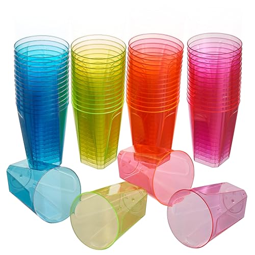 MATANA 40 copos de plástico rígido de cores (Neon, 210 ml) - reativa aos raios UV - aniversários, festas infantis, casamentos, Natal, festas de churrasco - resistentes e reutilizáveis