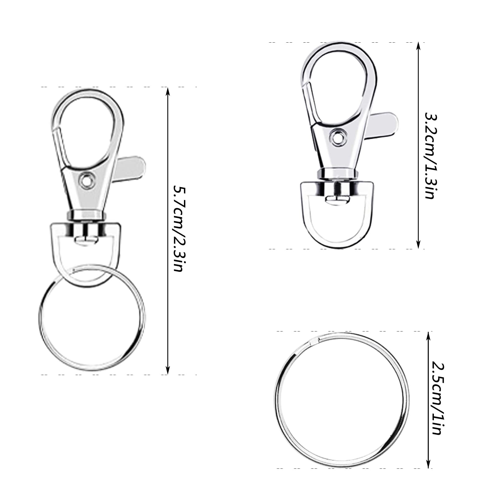 Ganci Girevoli Portachiavi - 7 Pezzi In Metallo Per Fai Da Te E Artigianato - Foto 5