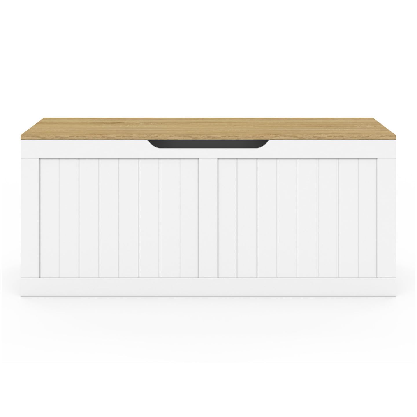 IDMarket - Banc Coffre Rangement 100 cm Leon Bois et Blanc