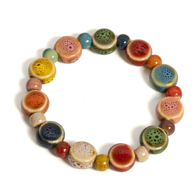 Bracelet perles céramique fait main aux détails marins