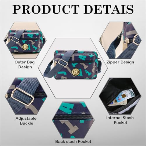Image of MOMISY Women Mobile Messenger cellphone Bag Ladies Nylon Shoulder Cross Body Long Strap for College, Outing, Travelling, Work