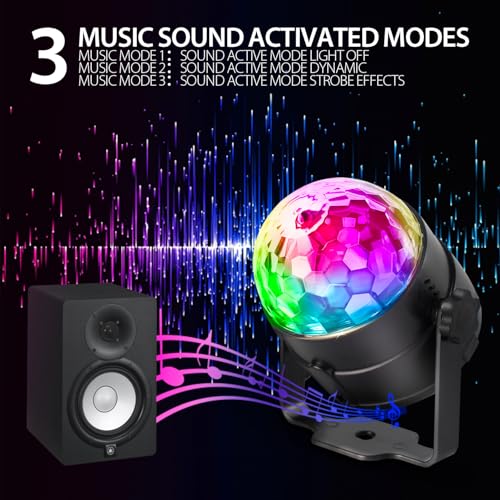 Image of NEQUARE Disco Ball DJ Party Lights Sound Activated Remote Control Strobe Lamp 7 Modes Stage Light for New Years 2026 Room Dance Parties Karaoke Halloween Christmas Birthday Decorations 5.58Ft