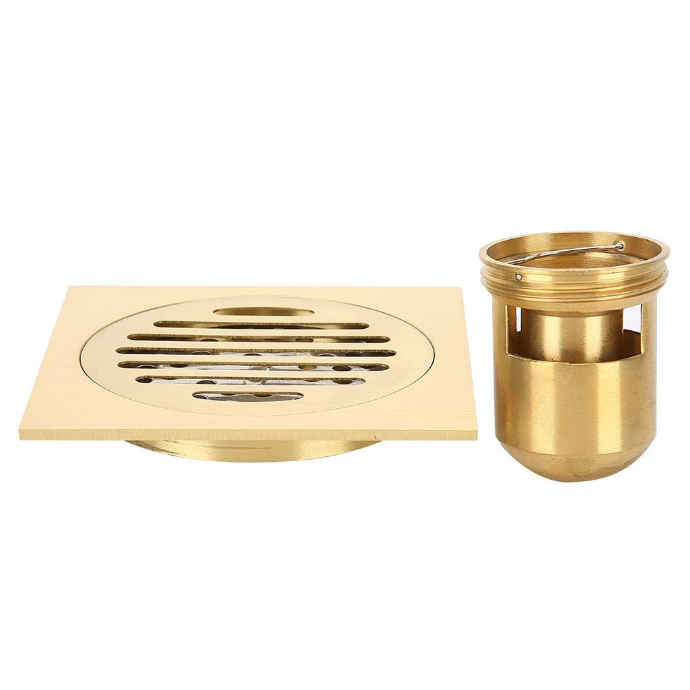 Drenaje de Piso de Ducha Desagüe de baño Desagüe de Piso de Ducha Cuadrado de latón para el hogar con colador de Cabello extraíble Accesorio de Hardware de Drenaje de Agua de baño