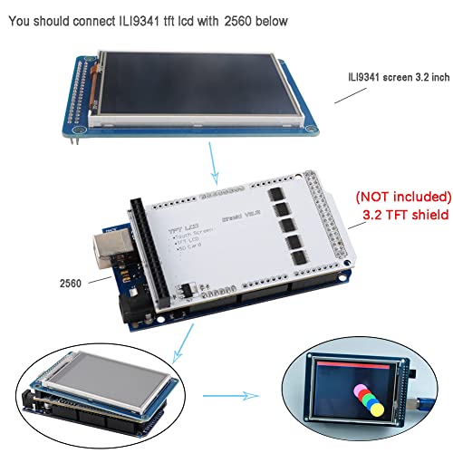 Image of 3.2 inch TFT LCD Display ILI9341 Touchscreen 3.3V for Mega-2560 only | DIYmalls ILI9341 3.2 inch TFT LCD Display Screen Module 3.3V Resistive Touch Panel 320x240 w /SD Card Slot for Mega-2560 only