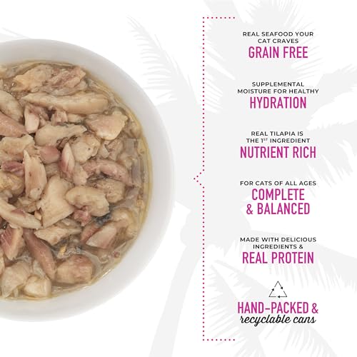 Image of Tiki Cat Luau Shredded Meat, Tilapia Recipe in Tilapia Consumme, Grain-Free Balanced Nutrition Wet Canned Cat Food, For All Life Stages, 2.8 oz. Can (12 Count)