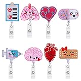 Miayon 8 Pieces Felt Nurse Badge Reel Holder Cute Pill Retractable ID Badge Holders with Alligator Clip for Doctor Nurse Medical Staff Teacher Student Hospital Clinic Office School(8 Style)