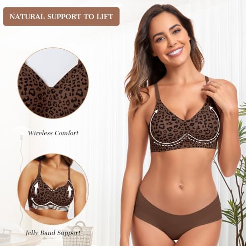 Image of OEAK Womens Wireless Jelly Bras Comfortable Gel Bra Everyday Tshirt Bras