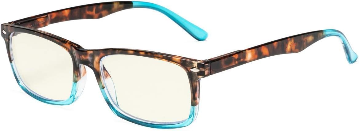 Eyekepper Computer Glasses Blue Light Filter Eyeglasses Blue Glare Blocking Men Women, Tortoise-Blue