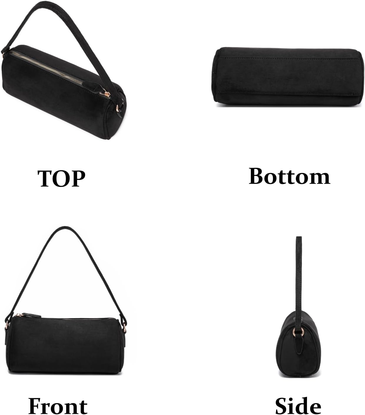 JOLLQUE Crossbody Bag for Women, Small Barrel Purse, PU Leather Handbag, Autumn Winter Shoulder Bags Row Bag with Zipper - Image 3