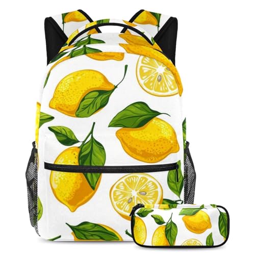 Sac à dos citron 2 pièces polyvalent de grande taille idéal pour la rentrée scolaire