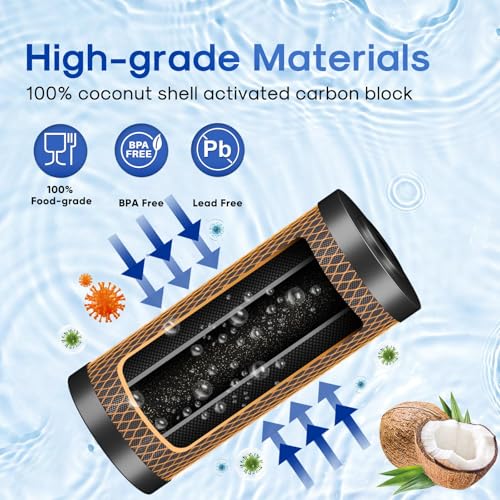 Image of ICEPURE 5 Micron 4.5 inch x 10 inch CTO10BB-KDF Whole House Water Filter Coconut Shell Activated Carbon and KDF Replacement Cartridge Heavy Metal Removal Filter, 1PACK