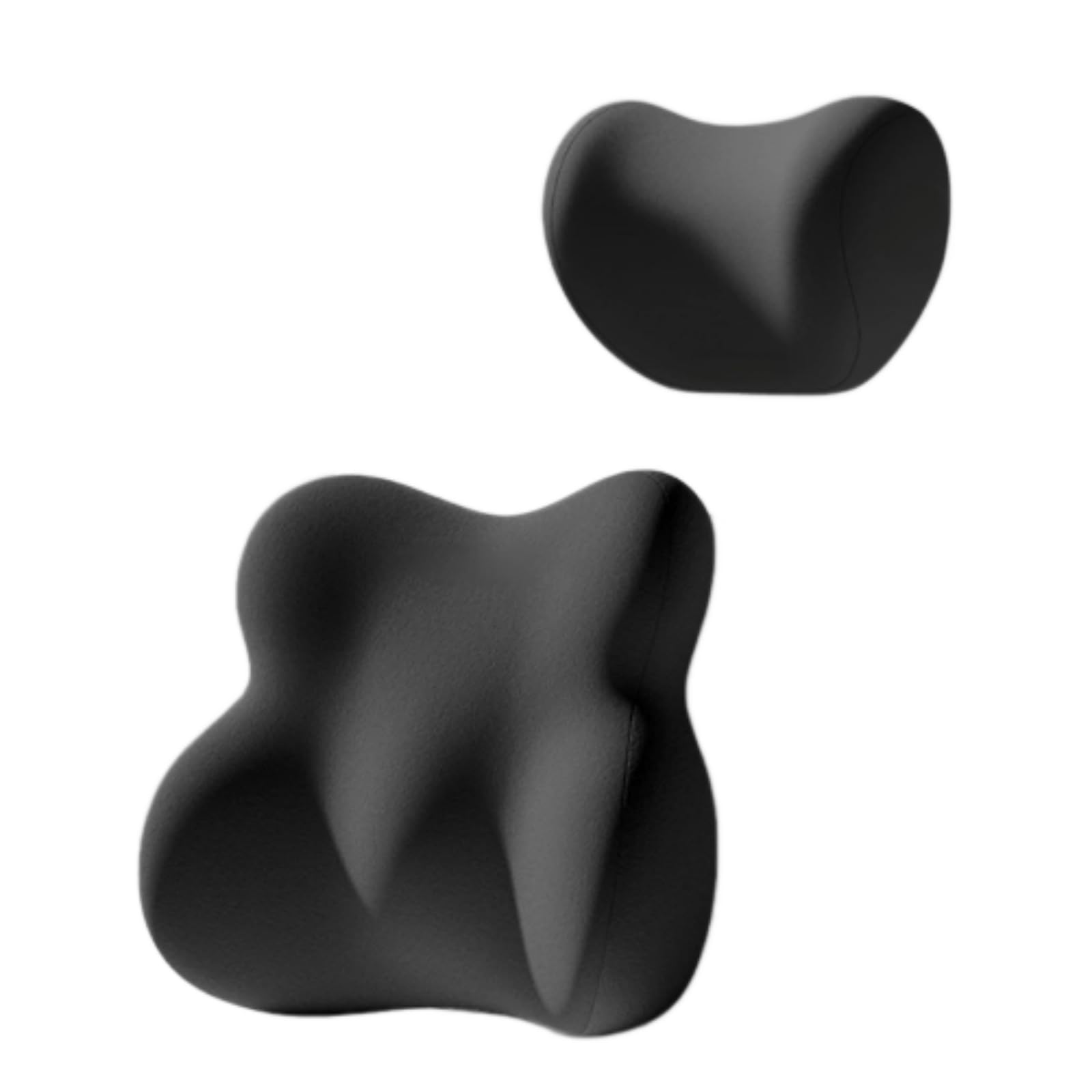 Juego De Cojines para Reposacabezas Y Soporte Lumbar para Coche,Cojín De Cuello Y Respaldo De Espuma Viscoelástica,Cojín Ergonómico para Asiento De Coche para Una Conducción Relajada,Negro