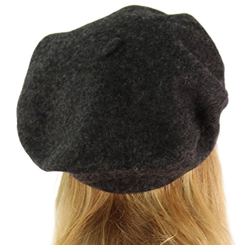 Classic Winter 100% Wool Warm French Art Basque Beret Tam Beanie Hat Cap Charcoal - Thumbnail 3