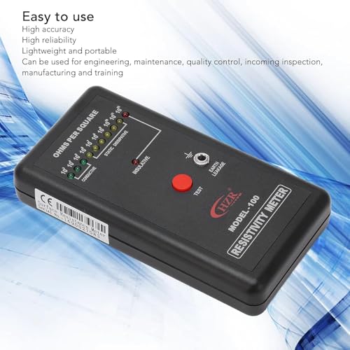 Image of Portable Handheld Surface Resistivity Meter, with Test Lead, Automatic Range and LED Indicator, Surface Resistance Checker for Antistatic Coatings, Films and Fabrics