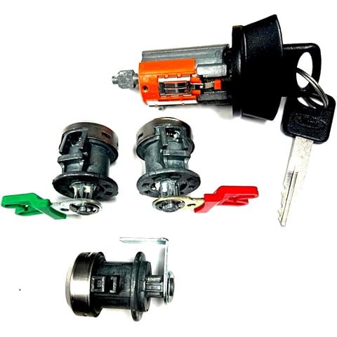 C-42-195 for Select Ford Ignition Switch Lock Cylinder + Three (3) Door Lock Cylinder W/2 Ford Logo Keys Cover