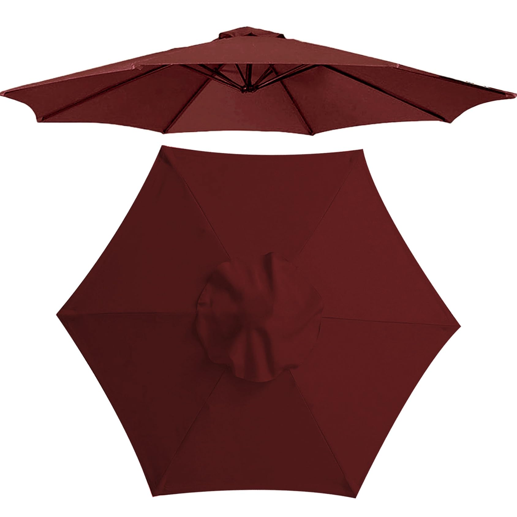 200cm/270cm/300cm (6 Arms/8 Arms) Umbrella Replacement Cloth Replacement Parasol Canopy Replacement Parasol Fabric Cover For Patio Sun Umbrella, Market Table Umbrella (Canopy Only)(Color:Burgundy,Size