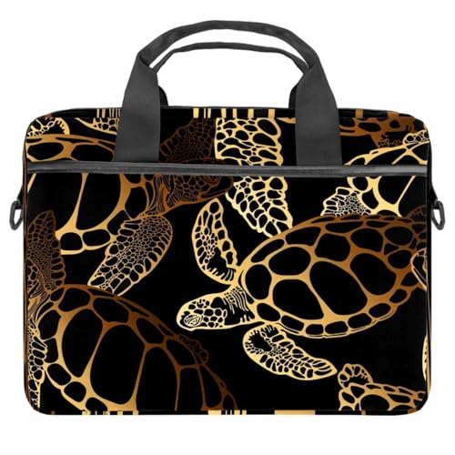 Sac ordinateur 14 pouces doré motif tortue marine pour femme