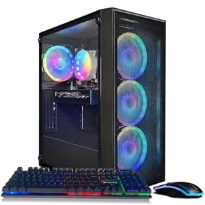 STGAubron Computadora de escritorio para videojuegos, Radeon RX 580 8G, Intel Core I7 8th hasta 4.10 GHz, 16G DDR4, 512G SSD, WiFi 6 y BT 5.2, ventilador RGB x4, Windows 11 Home