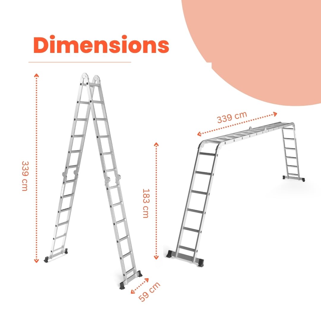 RMBO Échelle pliante 4 x 6, échelle multifonction, 6,90 m de long, 13 supports différents, échelle polyvalente, charge maximale 150 kg, certifiée EN 131.6