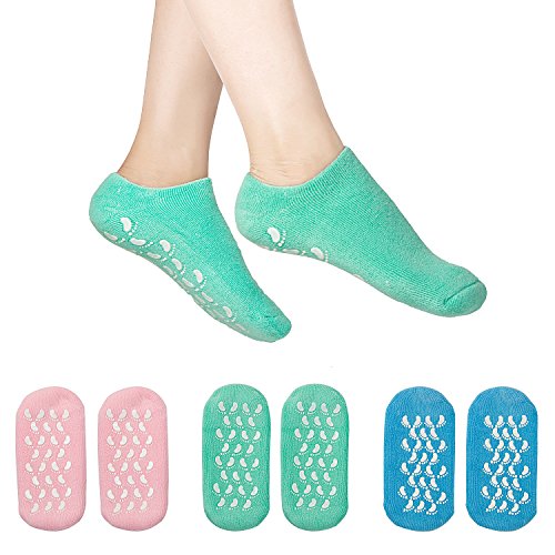 Madholly 3 Pairs Moisturizing Gel Socks, Soft Spa Gel Socks for Repairing Dry Cracked Skins
