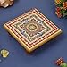 Handicrafts Paradise (4 x 4 inch) Intricate Floral Painted Marble Chowki (Multicolour) Square